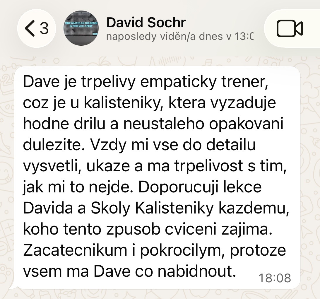 Psaná reference klienta Davida