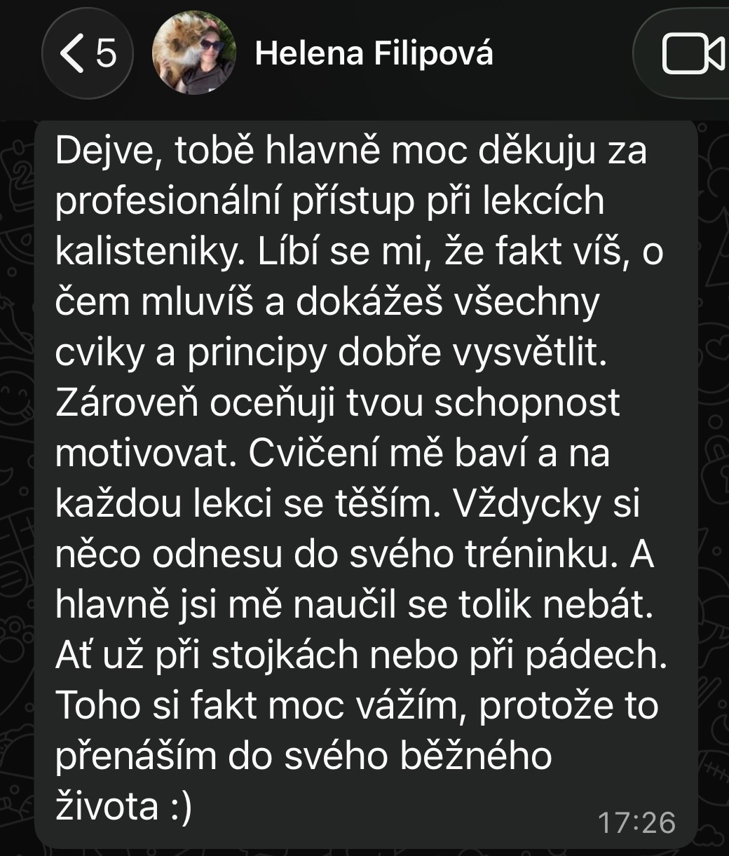 Psaná reference klientky Helči