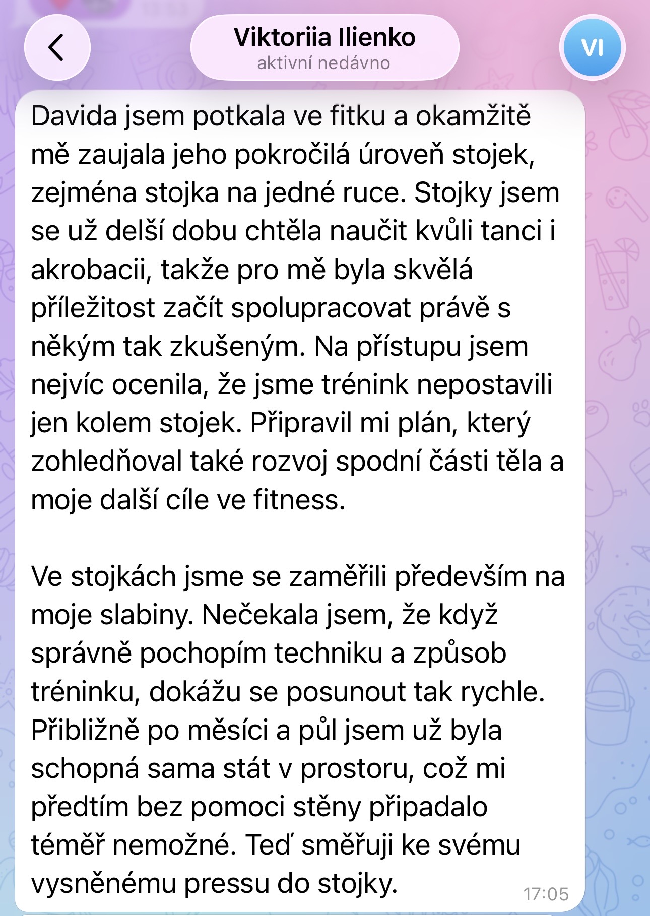 Psaná reference klientky Viktorie
