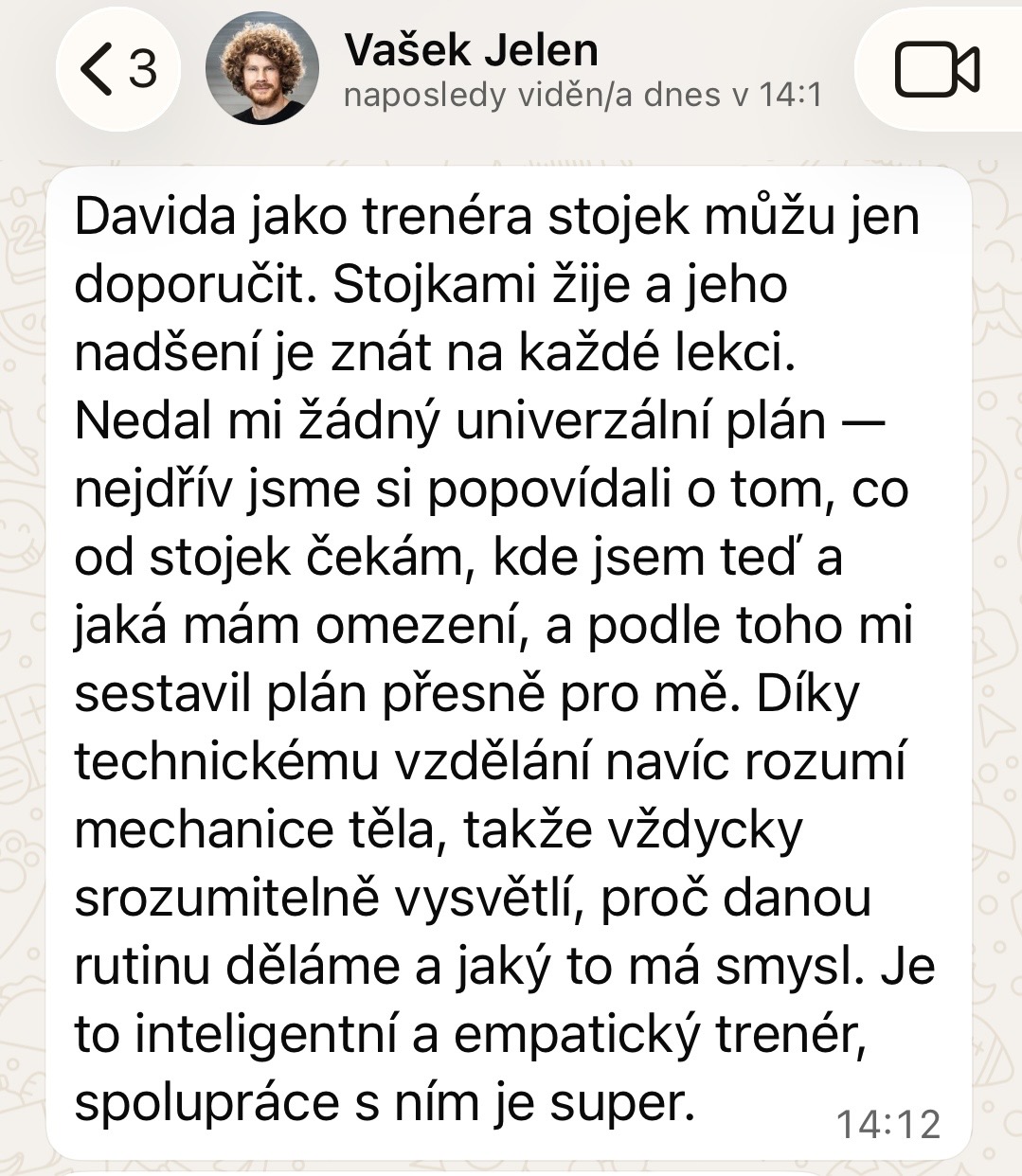 Psaná reference klienta Vaška