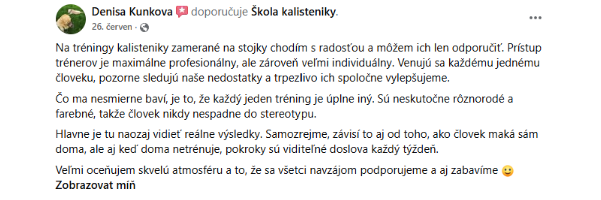 Facebook recenze klienta 1