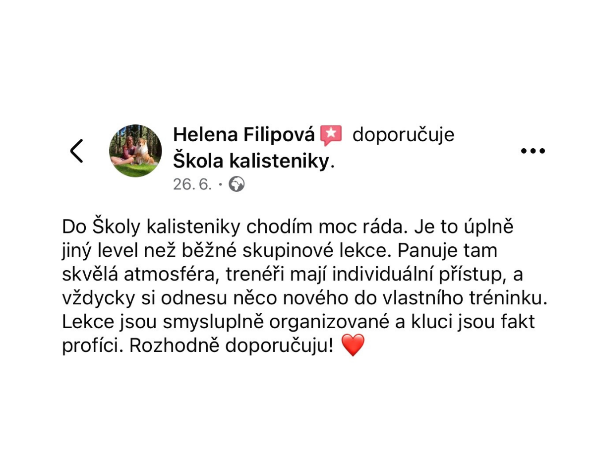 Recenze na lekce kalisteniky od Helča
